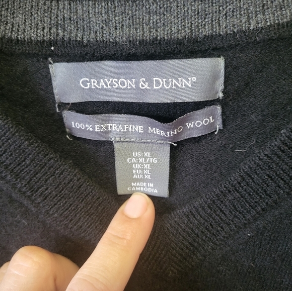 GRAYSON & DUNN Size XL 100% Wool Black Sweater - Picture 5 of 5